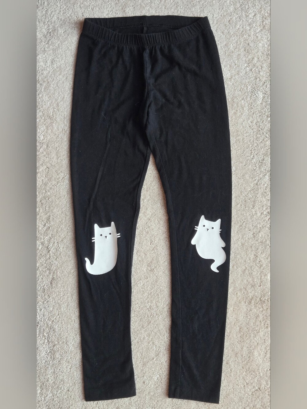 Cat & Jack Black Leggings with White Cat Knee Prints